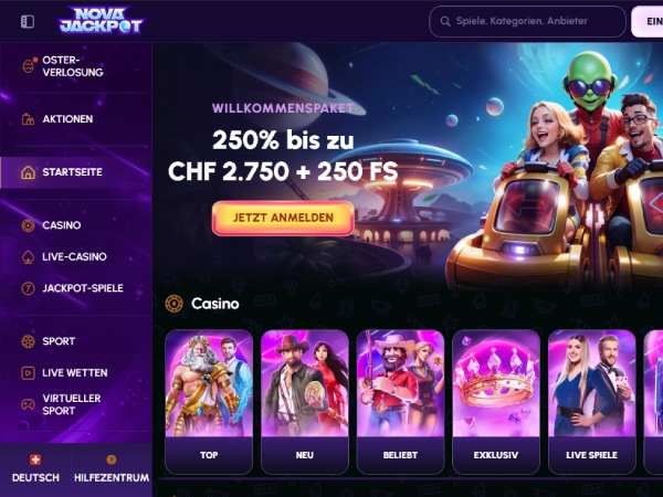 Nova Jackpot grösster Bonus im Ausland Casino