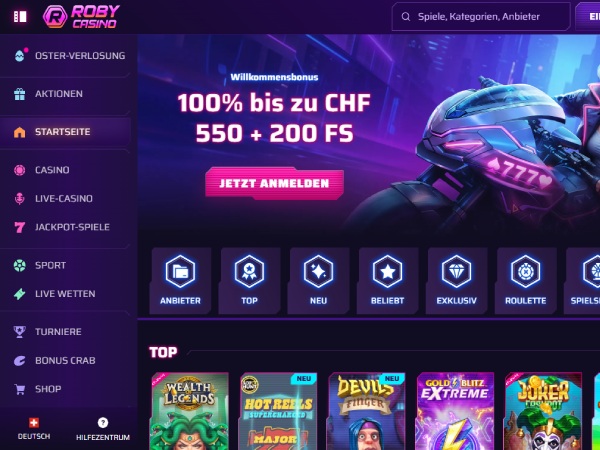 Roby mit dem besten Casino Interface
